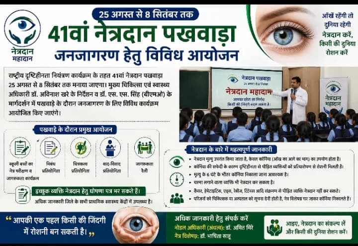 नेत्रदान के संकल्प से रोशन होगी किसी की दुनिया, 25 अगस्त से MCB में जागरूकता अभियान